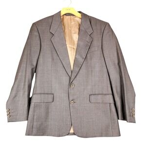 Yves Saint Laurent Mens Pure Wool Blazer Jacket Brown‎ Glen Check Portugal